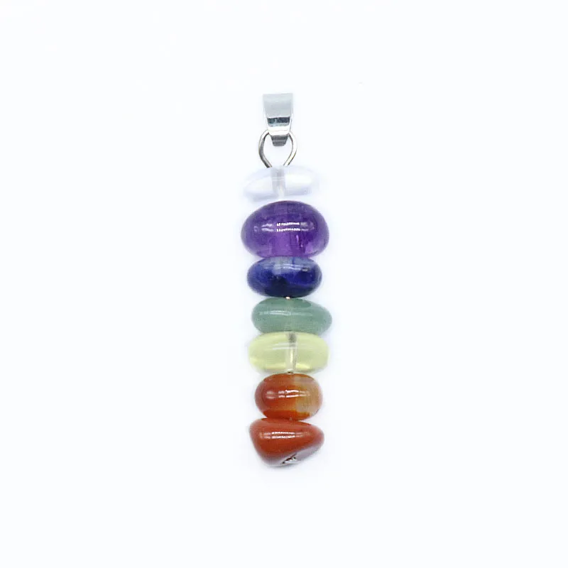 QIMOSHI 7 Chakra Collana di Pietra Naturale Quarzo Grezzo Guarigione Yoga Pendolo Ciondolo Donne Ragazze Me2347