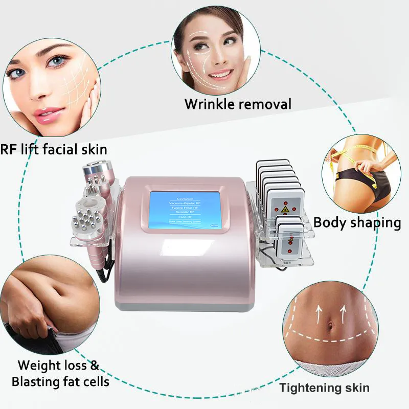 Professional laser lipo slimming machine 8 lipolaser pads ultrasound cavitation slimming radio frequency vacuum skin lifting equipment