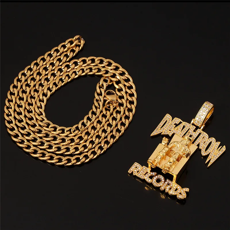 Records chanteur rappeur pendentif or argent couleur chaîne Bling Hip Hop zircone collier pour hommes femmes amis Necklace185N