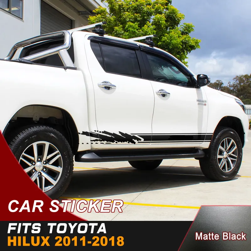 Naklejki samochodowe 2 sztuki Side Drzwi Stripe Off Road Graphic Vinyl Cool Car Sticker Custom Fit for Toyota Hilux 2011-2018