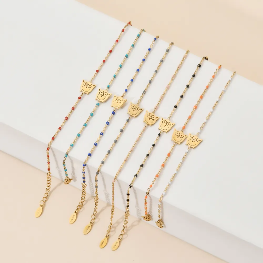 Cały set partie mieszana łańcuch szkliwa boho stal nierdzewna bransoletka sowa dla kobiet w całej biżuterii femme9385736