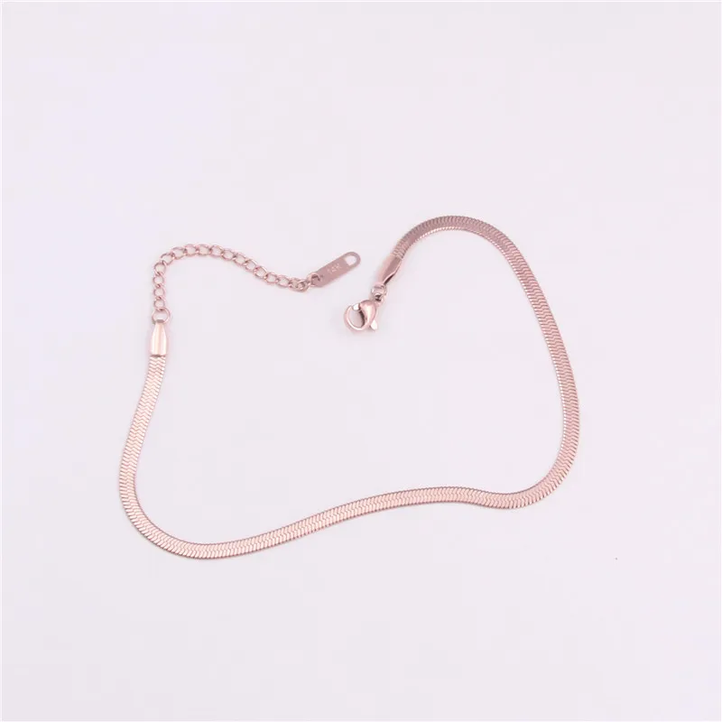 2020 Rose Gold Color Stainless Steel Snake Chain Anklet Female Korean Simple Retro foot bracelet beach accessories boho jewelry207K