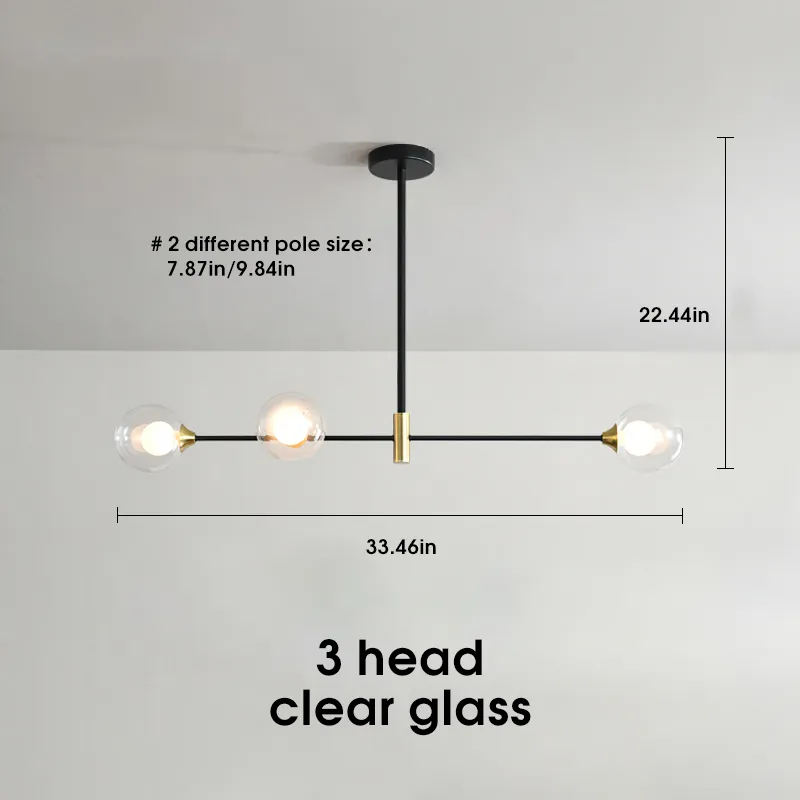 2020 Lampe de lustre de boule de verre moderne d'éclairage de lustre de salle à manger nordique pour la cuisine salle à manger Vintage Haing lumière Fixtur300L