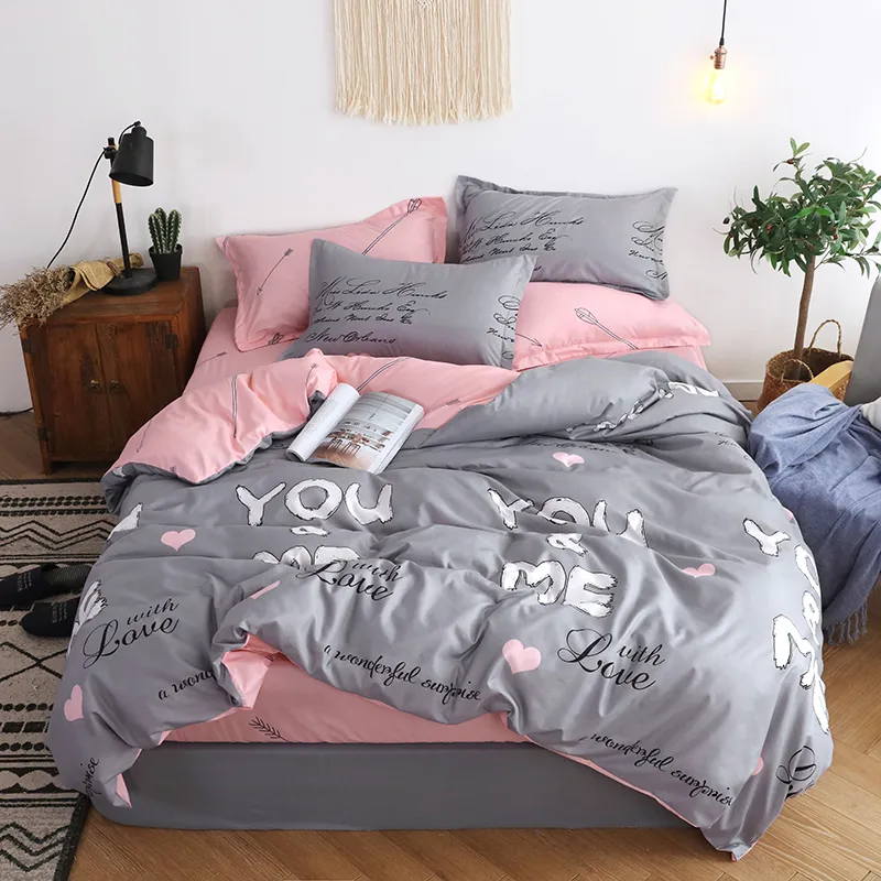 Klassisk sängkläder set randig rumsdekoration Twin Full Queen King Size Däcke Cover Bed Flat Sheet Pillow Case Y2004173695279