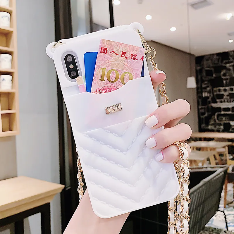 Fashion Portfel Case na iPhone 12 11 Pro Max Case Crossbody za 12 7 8 6 Plus XS Max XR torebka torebka długa karta silikonowa POC8840543