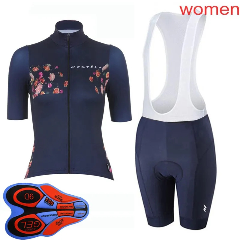 Летние Morvelo Team Woman Cycling Jersey Set MTB Bycicle Outfits с коротким рукавом велосипеды нагрудник шорты костюмы спортивной формы Y21031822