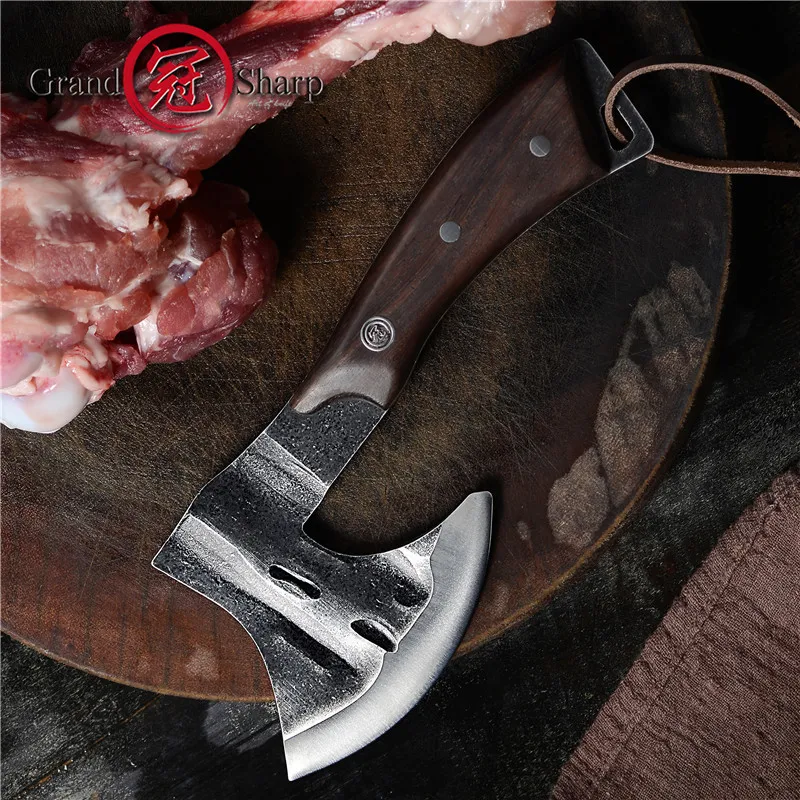 Couteau de cuisine forgé à la main, couteau à désosser de chef, coupe-viande, outils de boucher, hache de feu tactique Tomahawk Axe, outils d'extérieur 7406005