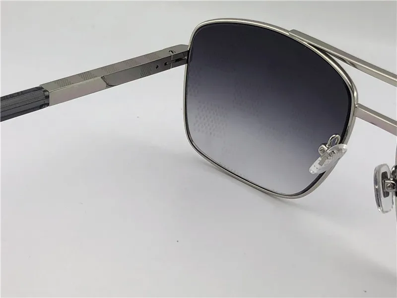 Classic Square Attitude Sunglasses for Men Silver Frame Grey Gradient Sonnenbrille Mens Sunglasses UV400 Prodection New with Box260v