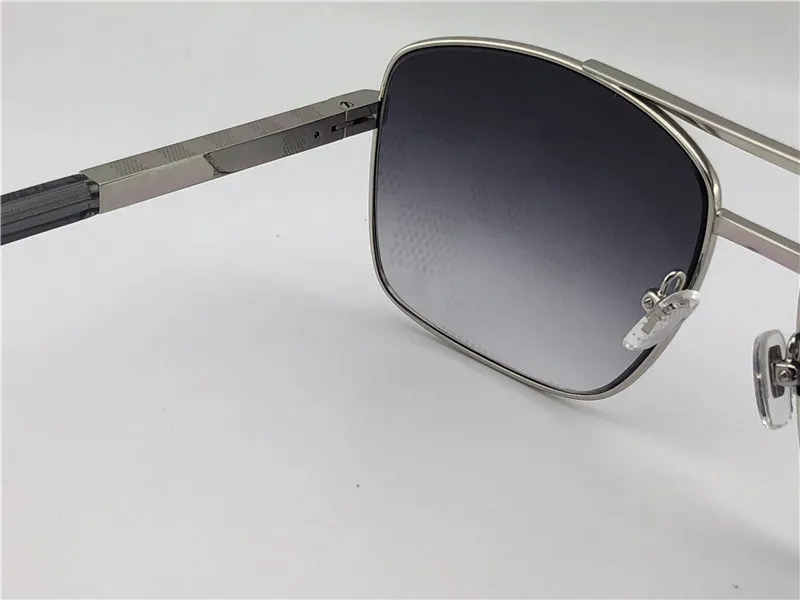 Klasyczne kwadratowe okulary przeciwsłoneczne dla mężczyzn srebrna rama szary gradient sonnenbrille męskie okulary przeciwsłoneczne Uv400 Nowe z pudełkiem 1911