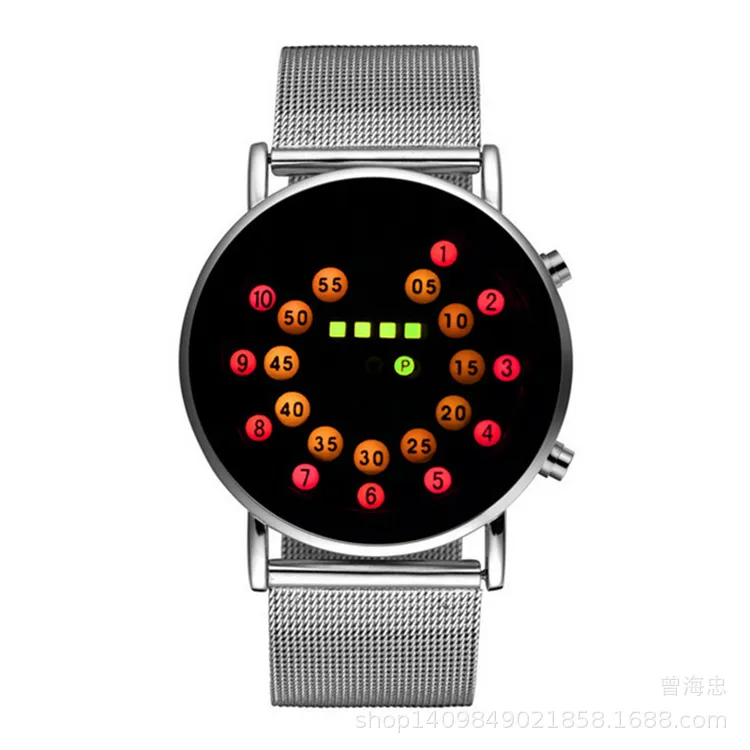 2020 nuovo orologio da polso da uomo con luce rossa blu LED moda in acciaio inossidabile uno stile speciale e affascinante orologi digitali da uomo intero2498