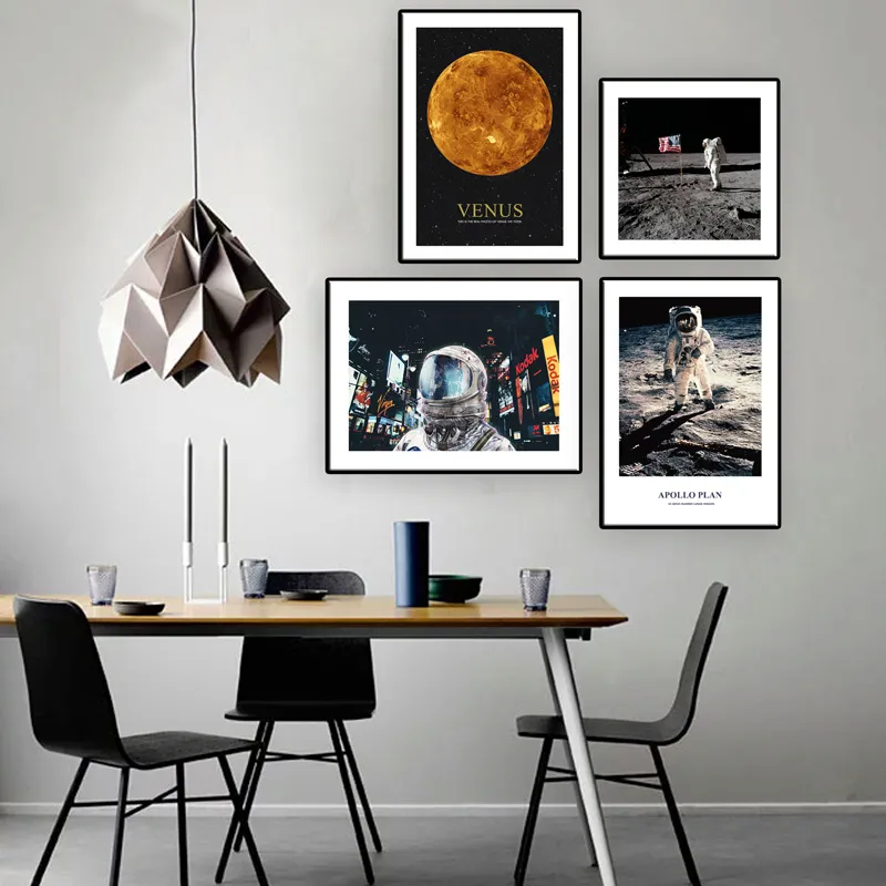 Canvas målar astronaut Apollo Moon Landing Art Affischer and Prints Venus Wall Art Canvas Pictures Nordic Home Decoration3334529