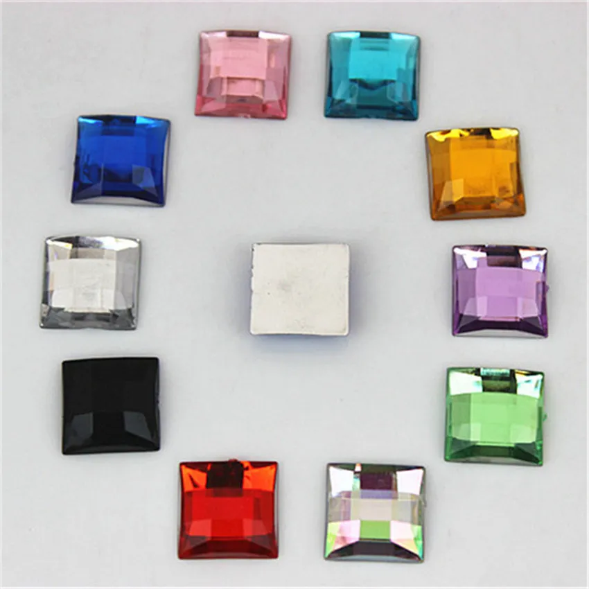 Micui 100 pièces 12mm cristal mélange couleur acrylique Strass Flatback carré gemmes Strass pierre pour vêtements robe artisanat ZZ6092474