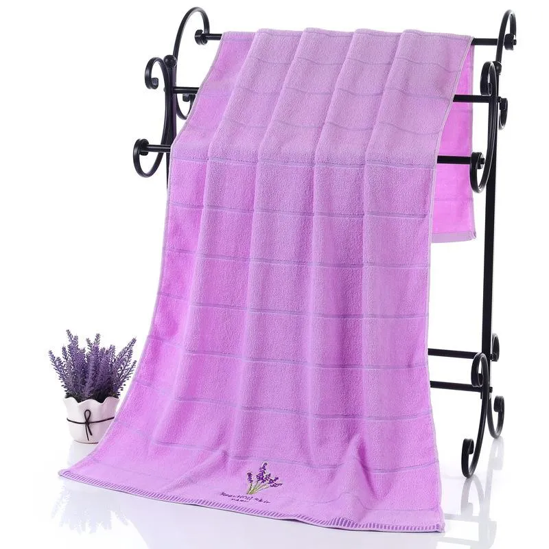 Serviette 70x140cm hommes et femmes adultes coton nature brod￩ serviettes de plage serviettes ￩paissies