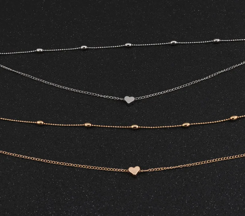 Femmes coeur pendentif collier multicouche clavicule amour coeur réglable collier multicouche chaîne collier ras du cou pour les femmes