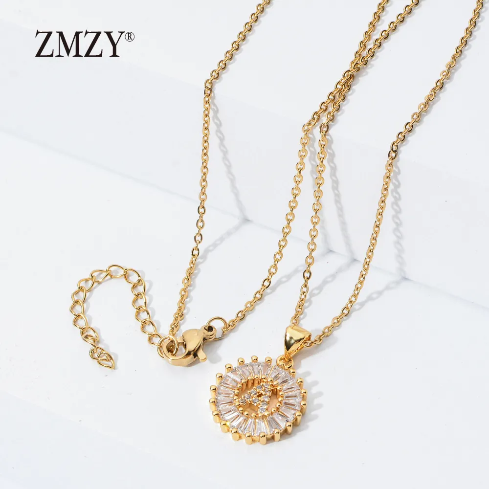 ZMZY lots Whole Bulk Mixed AZ Letter Necklace Stainless Steel Chain Necklace CZ Crystal Gold Color Pendant Y2008105798371