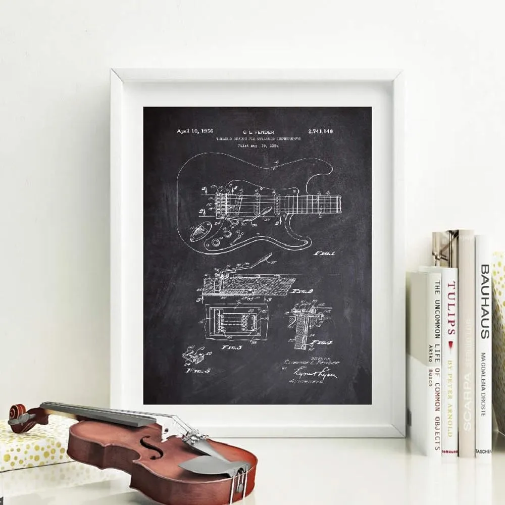 Guitar Patent Blueprints Vintage Posters And Prints Music Wall Art Canvas Painting Retro Pictures For Living Room Home Decor8651427