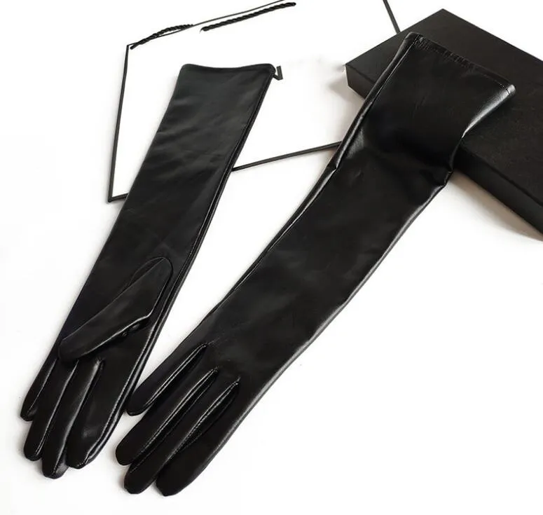Women's natural sheepskin leather long glove lady's genuine leather touch screen driving glove 45cm R23022864