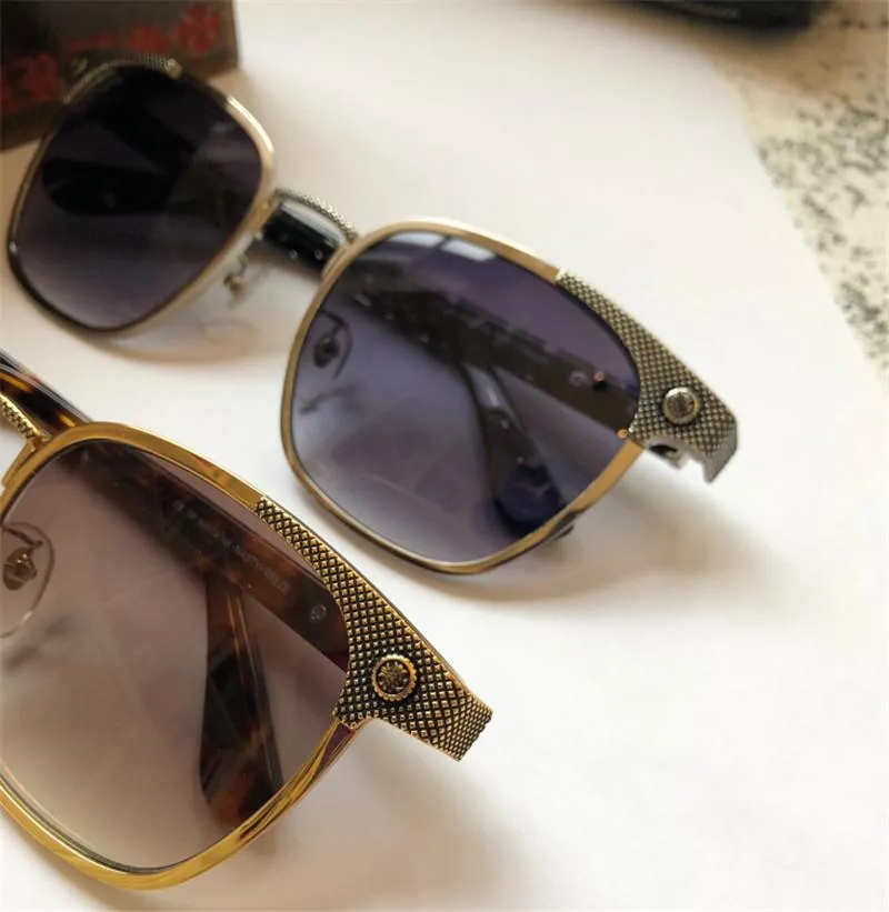 Square Sunglasses Metal Gunmetal Grey Gradient Lens Sun Glasses Men Retro Punk style Sunglasses with box271k