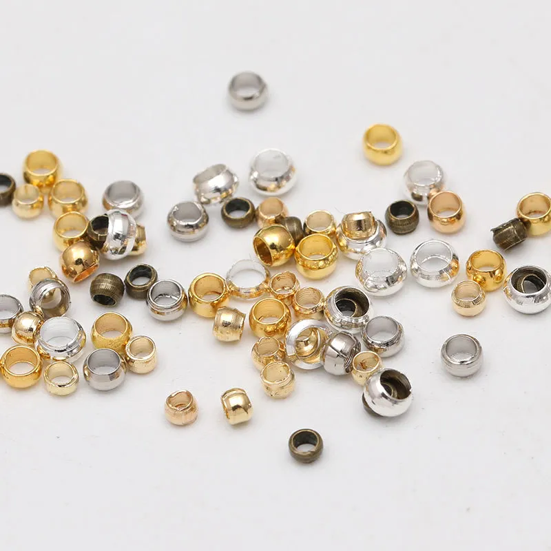 500 pièces Dia 2mm4mm cuivre sertissage boule fin perles métal or argent grand trou bouchon entretoise perles pour la fabrication de bijoux Findings6630635