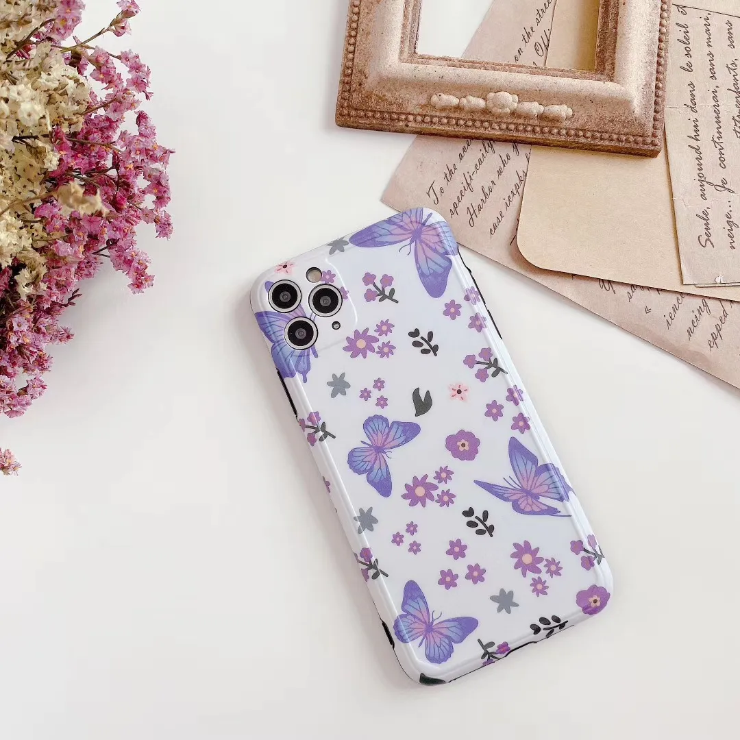 Luxury 3D Butterfly Camera Frame Phone Case for IPhone 11 Pro MAX XS MAX 7 8 Plus X XR Blingbling Flowers Soft IMD Cover Coque