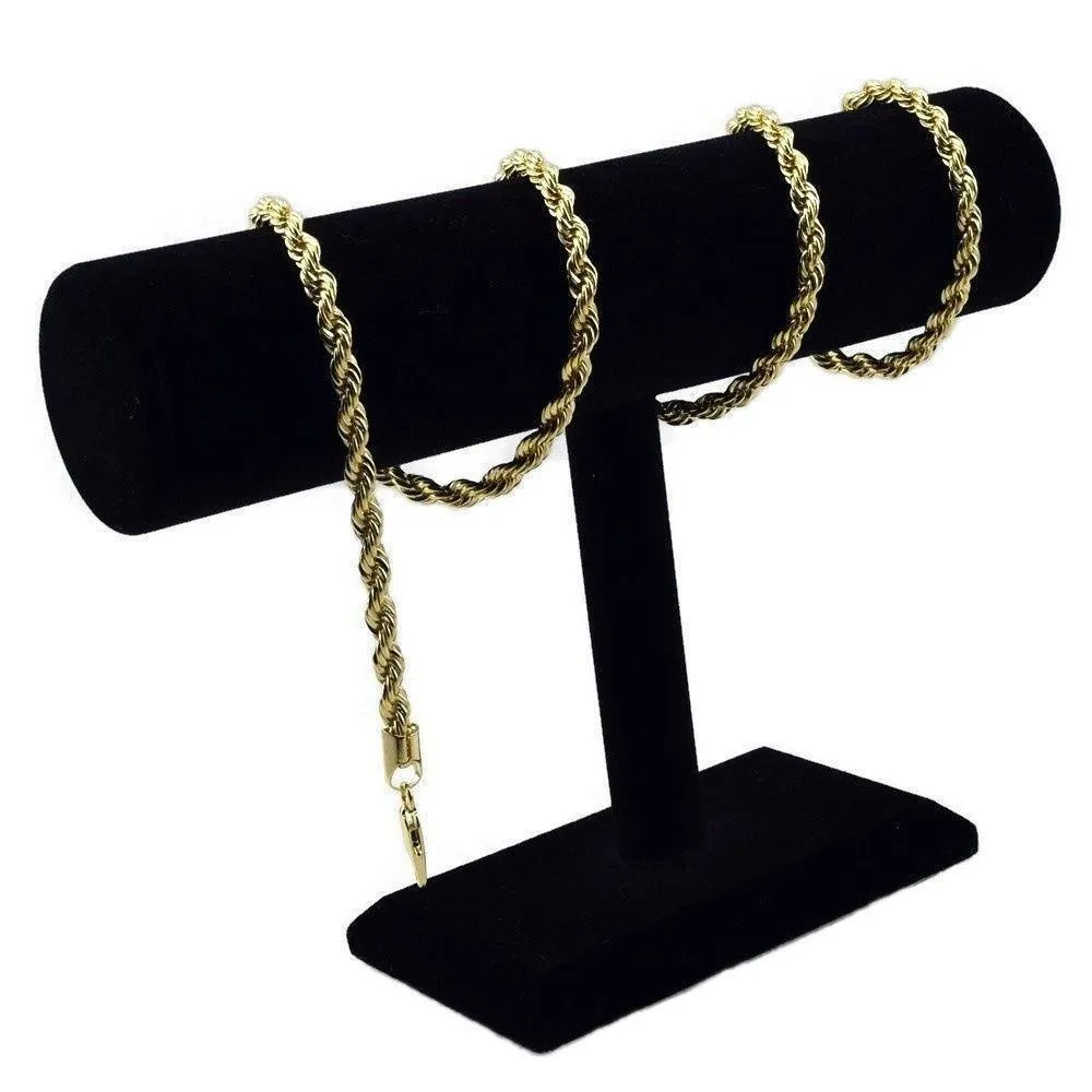 Collana a catena con corda solida lunga 8 mm di spessore 76 cm Collana con catena Hiphop placcata in argento placcato oro 24 carati uomo242k