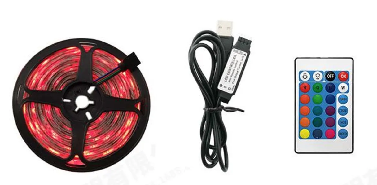 Światło LED z USB niskie napięcie 5V 2835RGB miękki pasek światła 60 lampa biegowa lampa konna kroplowanie Wodoodporna telewizor