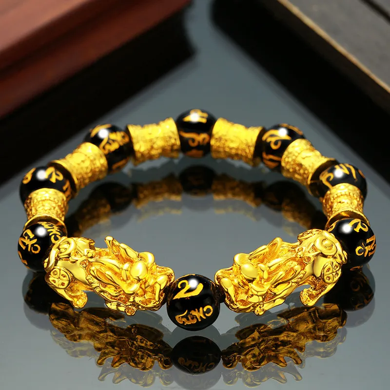 999 färg fantastiskt vilddjur par armband mode temperament män och kvinnor imitation sand guld obsidian smycken