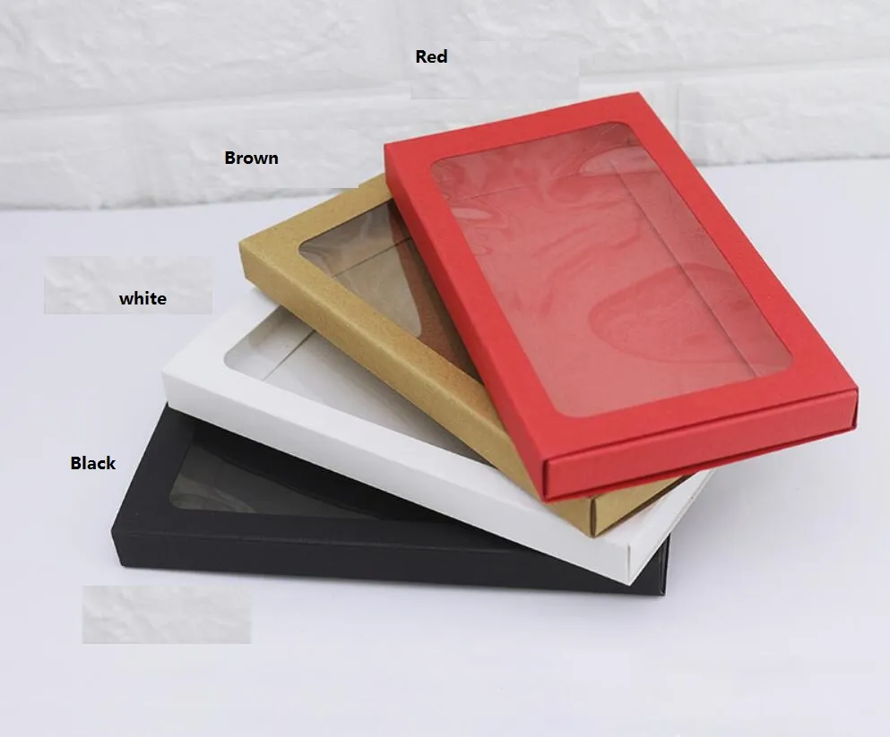 200 stks Kraftpapier Lade Kartonnen Doos Voor Telefoon Case Sieraden Verpakking Rood Wit Zwart Kraftpapier Gleed Stijl doos Snelle 2590