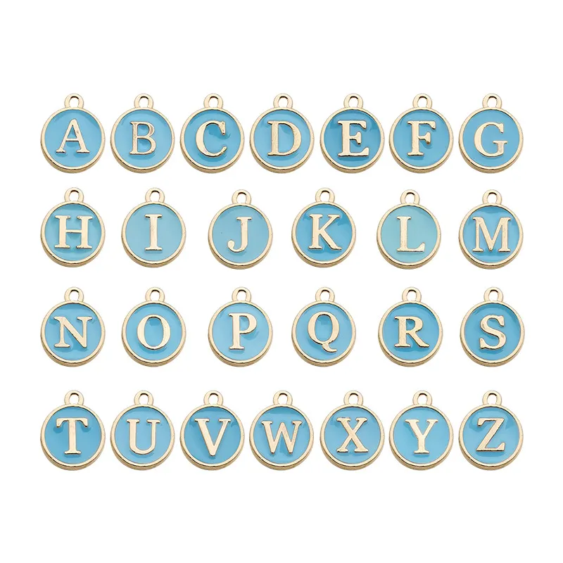 Enamel A-Z Alphabet Initial Letter Charms Handmade Pendant Charm Beads for DIY Bracelet Bangle Necklace Jewelry Making Findings