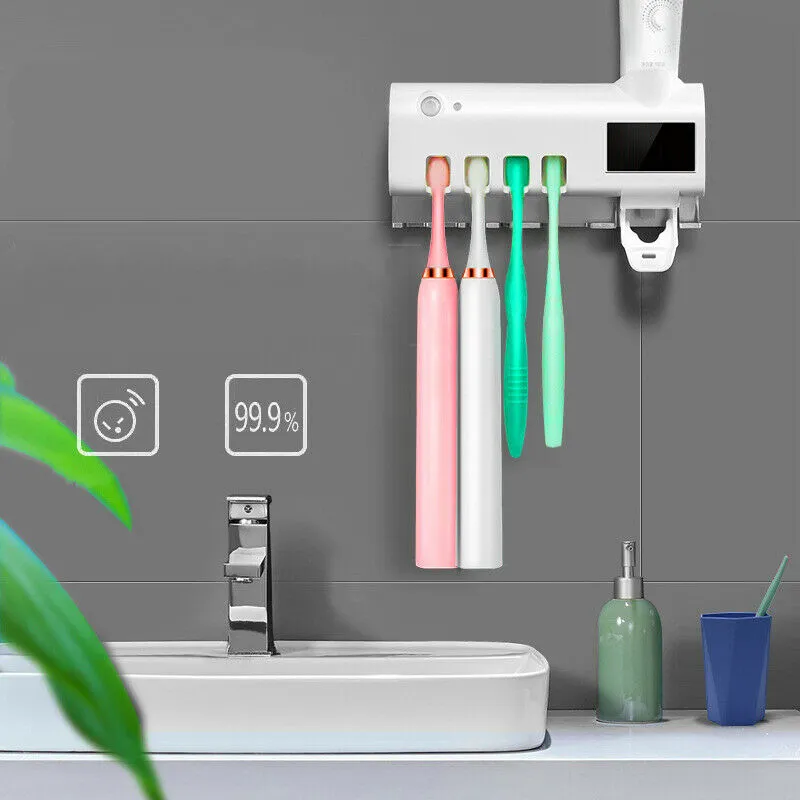 2020 Nuovo Smart Sterilizzatore UV Disinfezione e sterilizzazione Porta dello spazzolino da denti del dentifricio automatico Dispositivo a parete Mount296U7006742