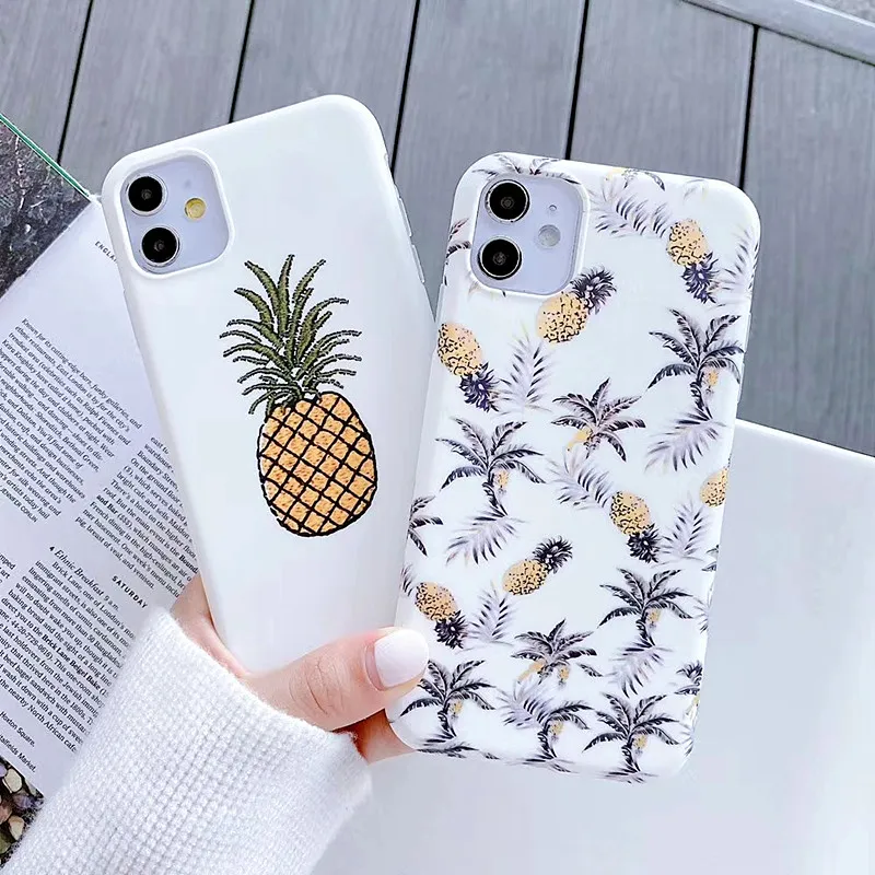 Luxury Pineapple Phone Case For iPhone 11Pro Max Case For 7 8 6 6s Plus X XR XS Max Summer Fruit Matte Soft Silicone Pineapple Cov9878581