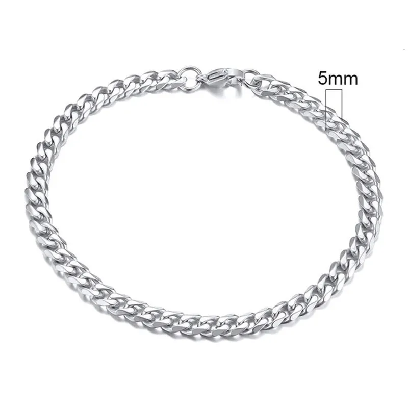 357911mm Thick 22cm Long Solid Rope Chain Bracelet Gold Silver Plated Hip Hop Cuban Chain for Mens1825024