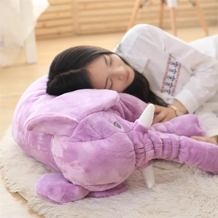 Dessin animé grande taille en peluche éléphant jouet enfants dormir dos coussin en peluche oreiller animal poupée bébé poupée cadeau d'anniversaire pour les enfants MX200716