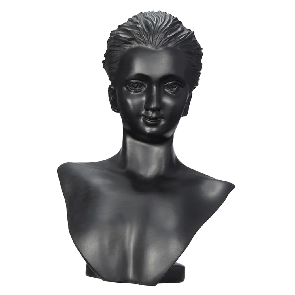 Mostrador de boutique Resina negra Figura de dama Maniquí Exhibición Busto Soporte Estante de joyería para collar Pendientes colgantes MX200810