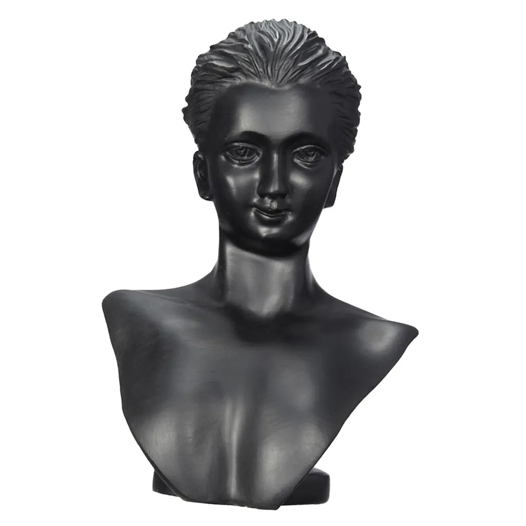 بوتيك عداد أسود الراتنج سيدة الشكل عارضة أزياء عرض تمثال نصفي حامل مجوهرات رف للأقراط قلادة قلادة MX200810