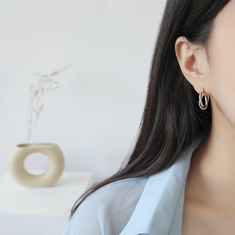 925 boucles d'oreilles en argent Sterling pour les femmes tendance d'été boucle d'oreille ronde Piercing coréen Huggie bijoux de mode 200924255N