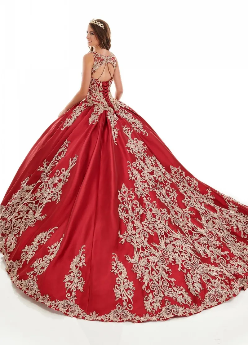 Robe de bal rouge de styliste, robes de Quinceanera, Spaghetti, perles, trou de serrure, robe de concours de fête pour filles de 16 ans, 2180