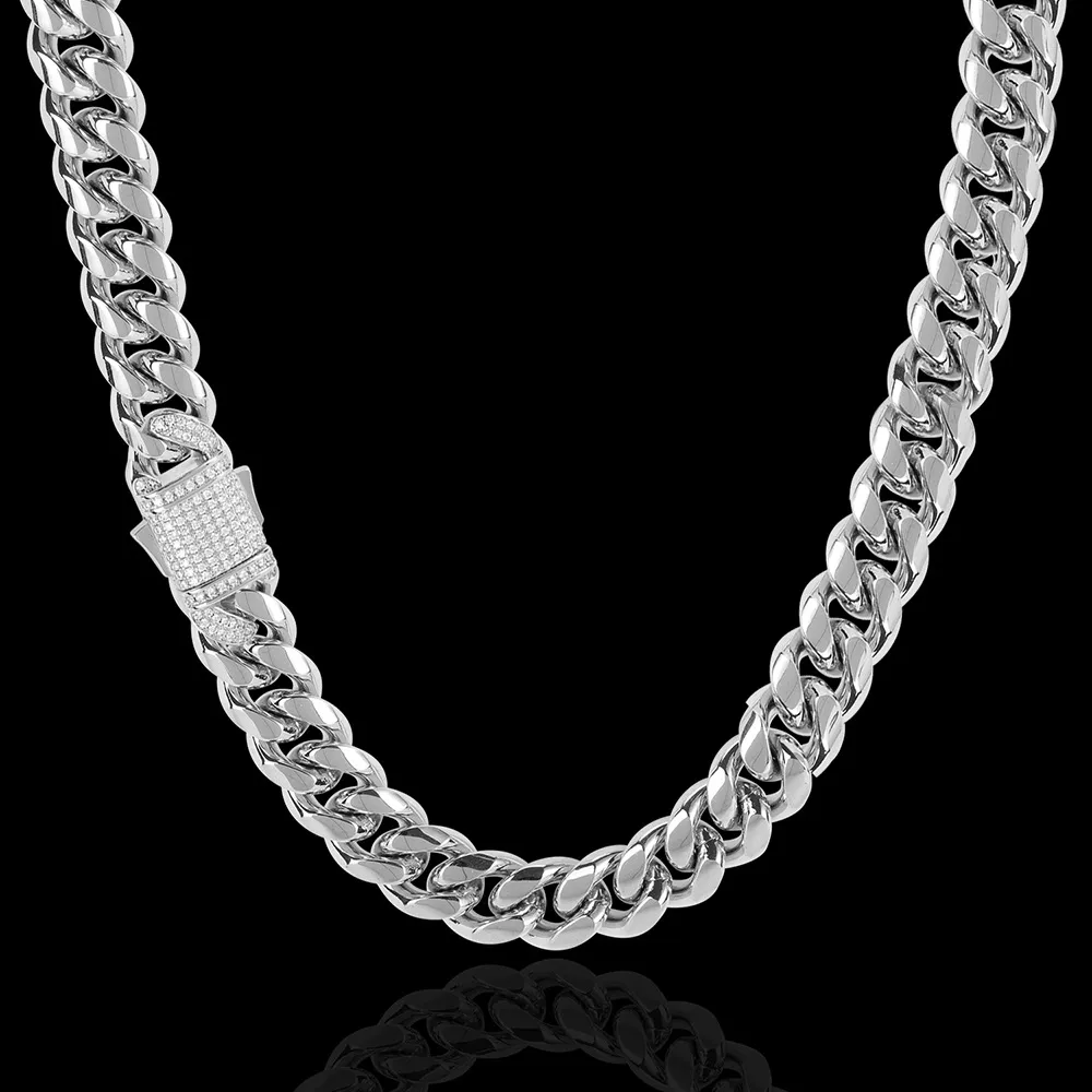 Collana Hip Hop da uomo alla moda 12mm 16 18 20 22 24 26 28 Collana a catena in acciaio inossidabile placcato oro Rapper Jewelry282C