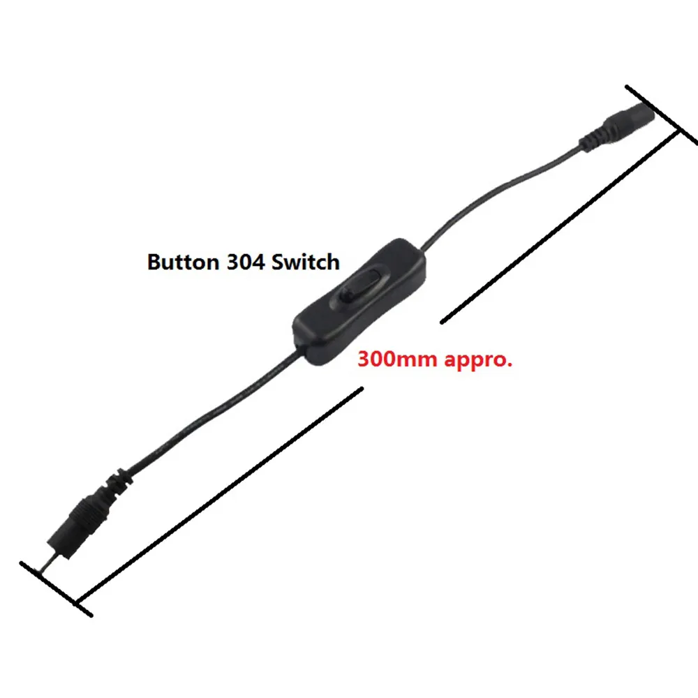 Światło Switch DC 12V Kabel męski Męski 5.5x2.1mm Złącze DC On Off Inline 304 Przełącznik 5 V 12V 24 V do LED Light Light