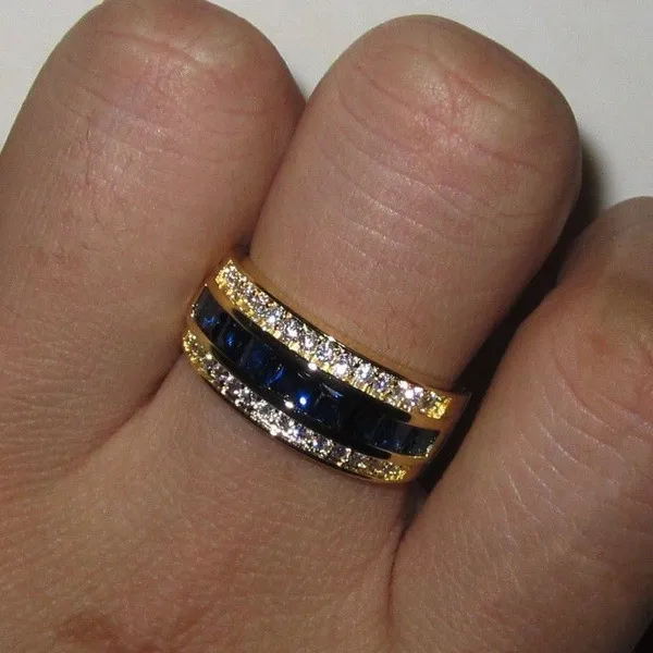 Full Diamond Sapphire Ring für Frauen 18k Gold Bague oder Jaune Bizuteria für Schmuck Anillos Männer Edelstein Anel Schmuck Gold Ring7176829