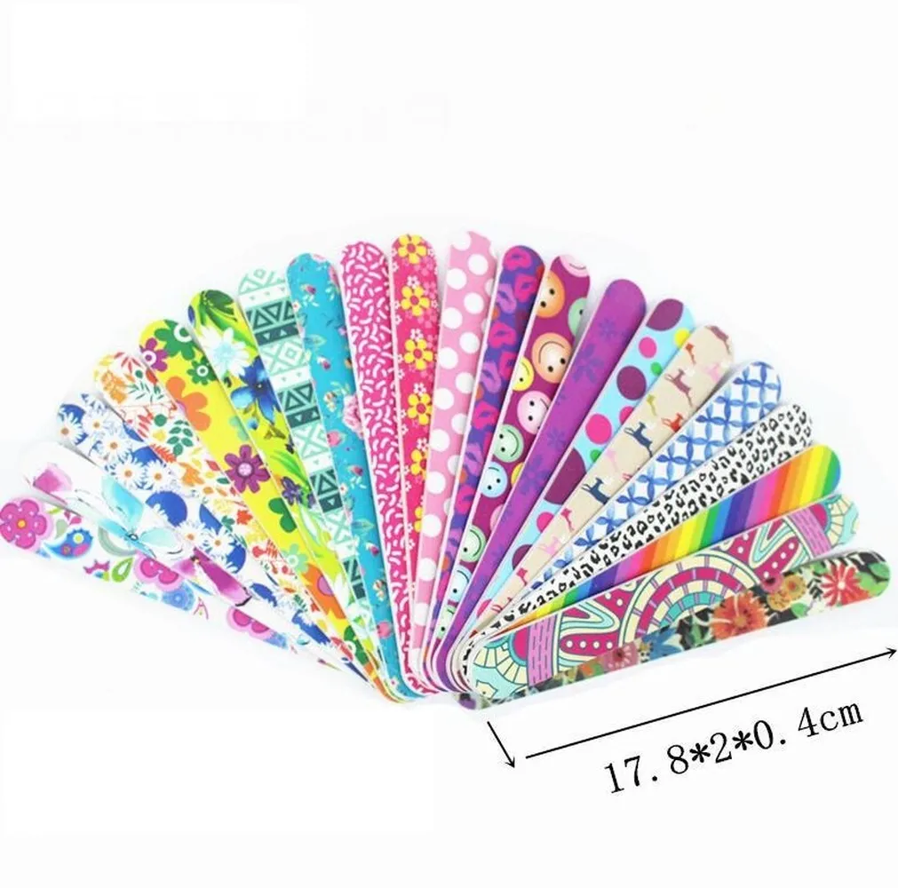 Sandpaper Nail Files Floral Printed Two-sided Lima De Unas EVA Limas De Una Washable Manicure Tool Nail Art Polish Strip Bar Set Nail Files