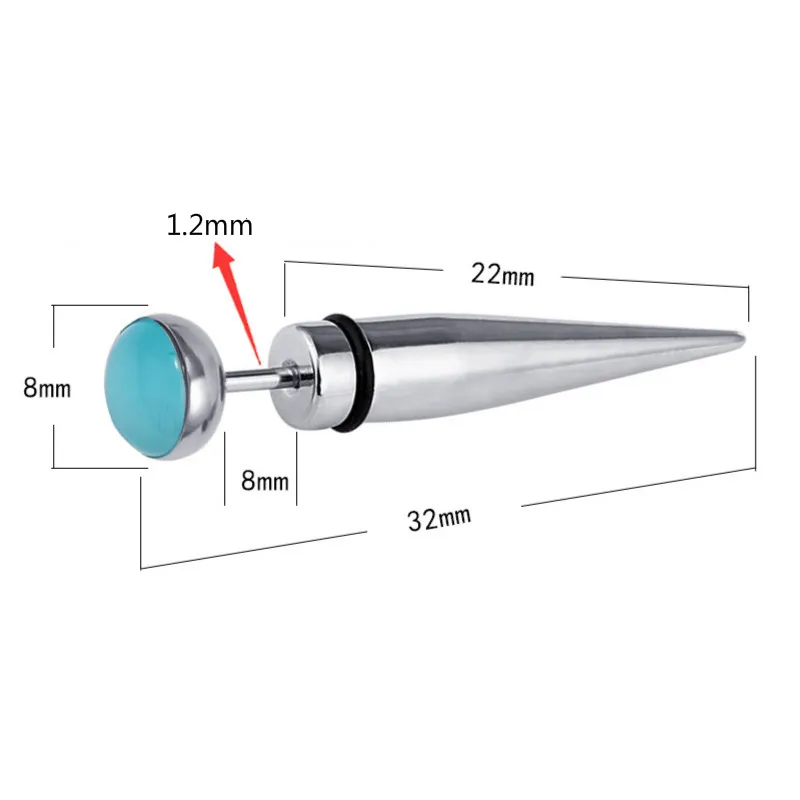 구멍이 뚫린 펑크 스테인리스 스틸 이어링 오팔 총알 스터드 이어링 귀걸이 남성 패션 보석 선물 윌과 모래
