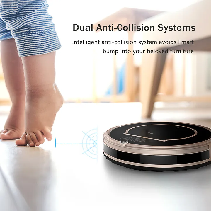 Fmart E200 Robot Vacuum Cleaner Sweep&Wet Mopping&Dry For Hard Floors&Thin carpet Run 120mins Automatically Charge No Tax 1000PA