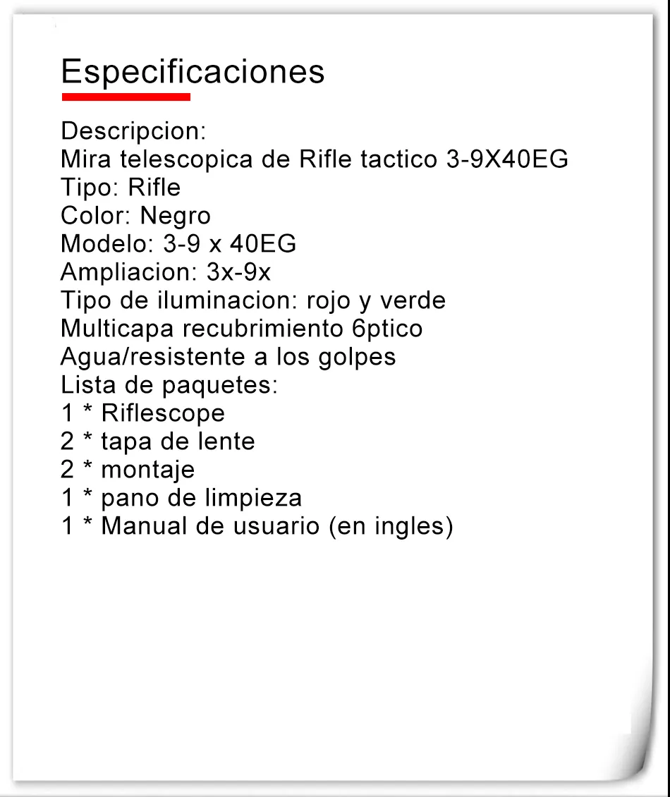 39x40mm Riflescope Optic Sight Sniper Deer Cavalone Scopi Campione del fucile con supporto da 11 mm o da 20 mm Monte rotaia9908418