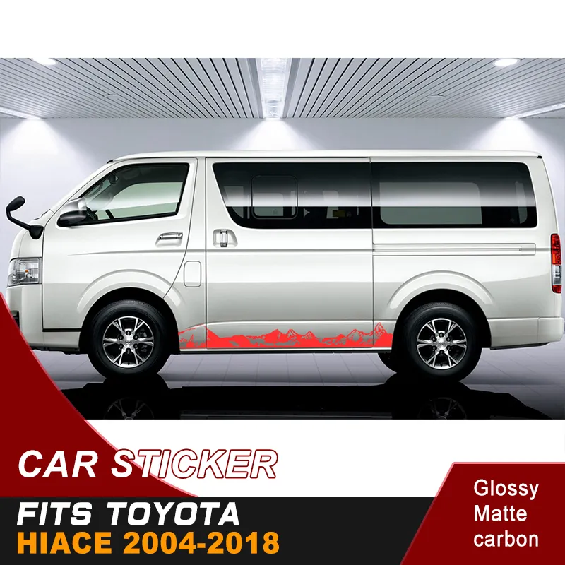 Car decals mountain stripe side door graphic vinyl car sticker fit for toyota hiace 2004-2018