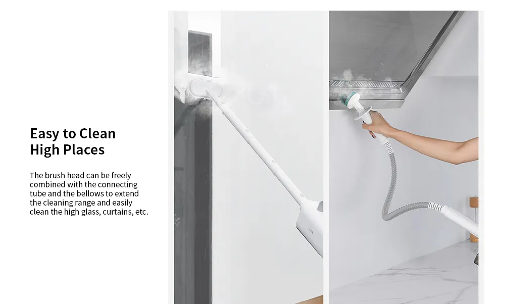 Deerma Steam Cleaner ZQ610電気ハンドヘルドモップの床のクリーナーホーム5のアタッチメントの洗浄真空機械防止ドライ取り出し可能