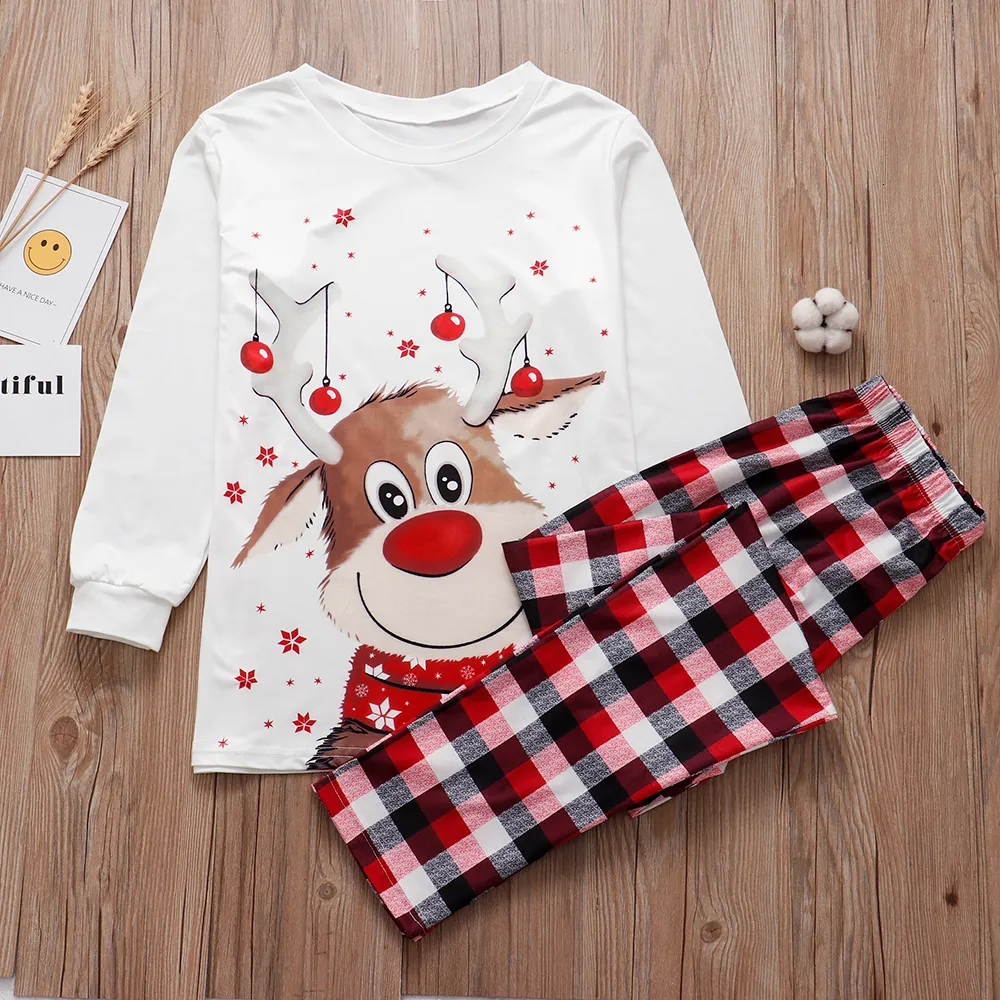 2021 Рождественская пижама набор оленей печаль для взрослых детей, дети, соответствующие одежде, семейная одежда, 2 шт.