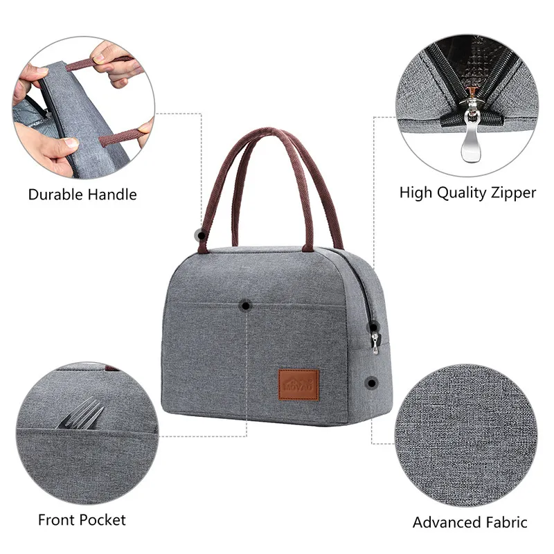 Aosbos Fashion Portable Cooler Lunch Bag Thermal Insulated Travel Food Tote Bags Food Picnic Lunch Box Bag for Men Women Kids MX20173s