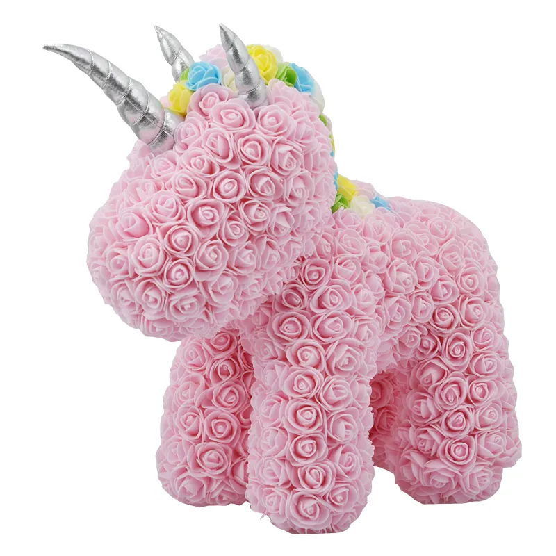 Urocza LED Rose Unicorn Pianka Piana sztuczne kwiaty zabawki jednorożec w pudełku prezentowym Walentynki Walentynki Prezenty dla dziewczyny Dropshipp268p