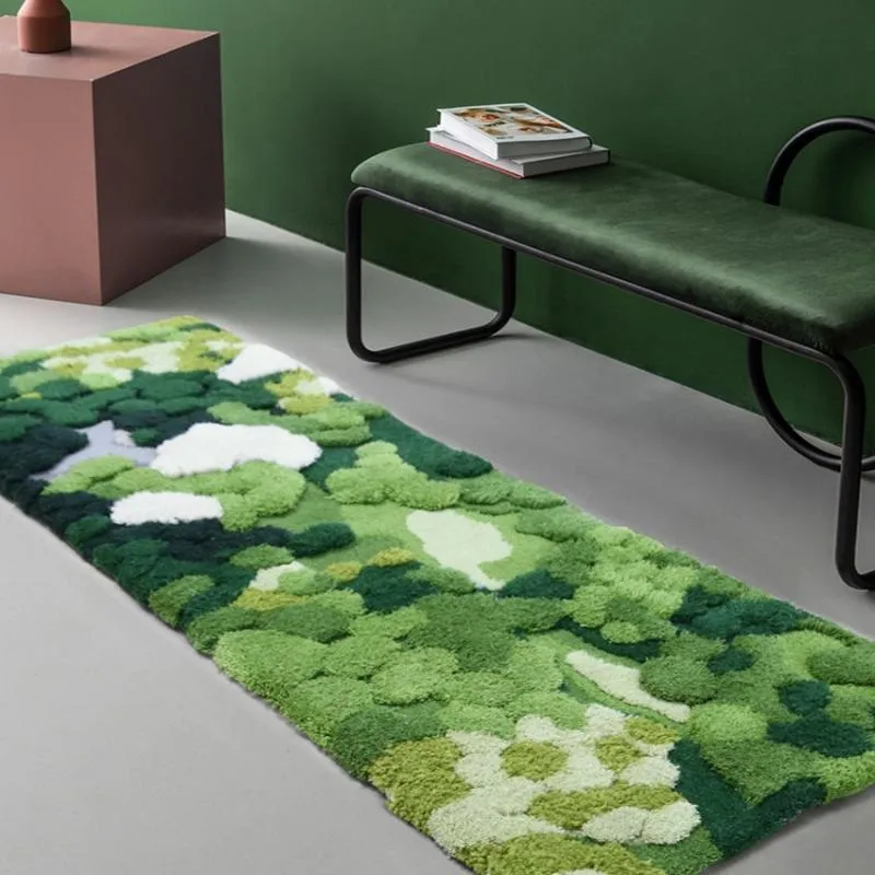 Little Forest handgemaakt 3D-vloerkleed Scandinavische stijl runner tapijt groene decoratie kinderkamer vloermat260c